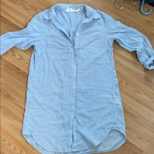 Long light blue striped blouse